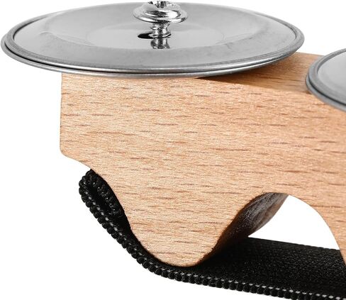Solid Wood Metal Handheld Percussion Instrument Crisp Tone Handheld Tambourine Bells Elastic Straps Musical Instrument Accessories for African Drums Conga Drums in Kuwait