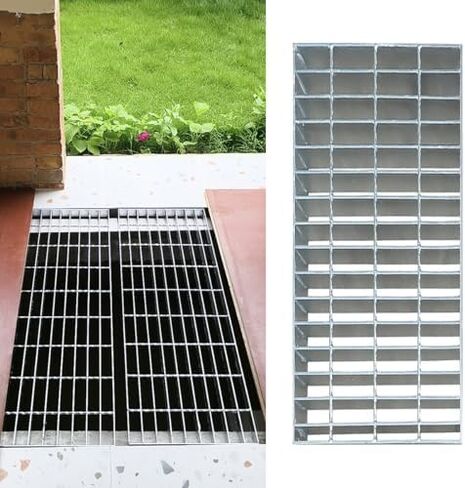 Heavy-Duty Galvanized Steel Drain Grate, 19.7x9.8x1.2in, Rust-Proof & Weather-Resistant Drain Cover for Driveway, Garage, Yard - Durable Outdoor Drainage Solution in Kuwait
