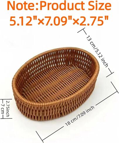Handwoven Rattan Oval Basket, Multi-Purpose Storage Basket for Kitchen Countertop, Small Item Basket, Decorative Organizer for Snacks, Toiletries(1PC,Brown, Small) in Kuwait