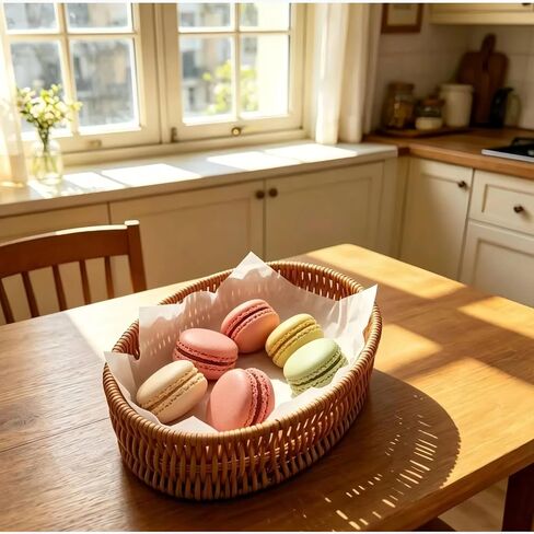 Handwoven Rattan Oval Basket, Multi-Purpose Storage Basket for Kitchen Countertop, Small Item Basket, Decorative Organizer for Snacks, Toiletries(1PC,Brown, Small) in Kuwait