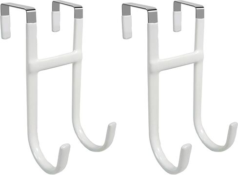 Over the Door Hooks 2 Pack, Heavy Duty Hangers with Non-Slip Rubber, for Towels, Clothes, Hats, Bags, Fits Interior Doors Up to 1-3/8 Inch Thick, White in Kuwait