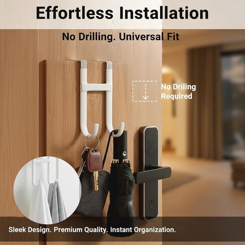 Over the Door Hooks 2 Pack, Heavy Duty Hangers with Non-Slip Rubber, for Towels, Clothes, Hats, Bags, Fits Interior Doors Up to 1-3/8 Inch Thick, White in Kuwait