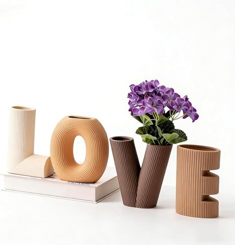 KingZiYu Love Sign Set of 4 Ceramic Small Flower Vases,Valentines Day Decorations for The Home,Trendy Home Décor;Centerpiece for a Bridal Shower;Entryway, Mantel, Shelf Décor-Pink in Kuwait