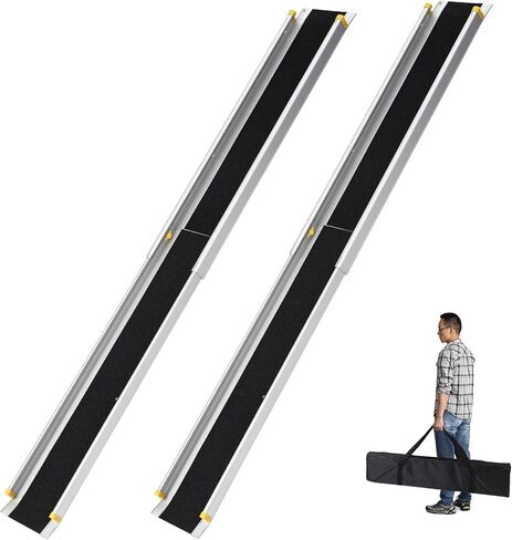 Telescoping Wheelchair Ramps 8 ft, Adjustable Wheelchair Ramp for Steps Ramps, Aluminum Portable Wheelchair Ramps with Storage Bag, Weight Capacity 600 LBS in Kuwait
