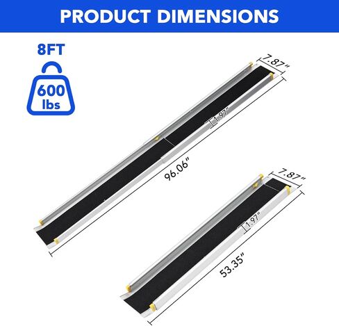 Telescoping Wheelchair Ramps 8 ft, Adjustable Wheelchair Ramp for Steps Ramps, Aluminum Portable Wheelchair Ramps with Storage Bag, Weight Capacity 600 LBS in Kuwait