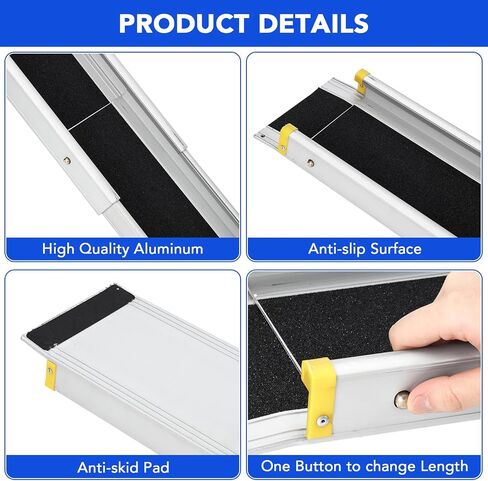 Telescoping Wheelchair Ramps 8 ft, Adjustable Wheelchair Ramp for Steps Ramps, Aluminum Portable Wheelchair Ramps with Storage Bag, Weight Capacity 600 LBS in Kuwait