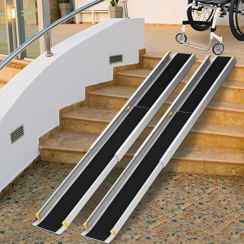 Telescoping Wheelchair Ramps 8 ft, Adjustable Wheelchair Ramp for Steps Ramps, Aluminum Portable Wheelchair Ramps with Storage Bag, Weight Capacity 600 LBS in Kuwait