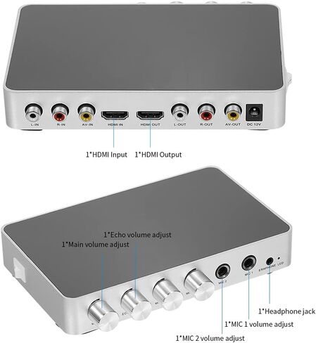 KM200 كاريوكي جهاز مزج الصوت المحمولة نظام ستيريو رقمي ديو 4K/2K HDMI مضخم كاريوكي مع ميكروفون مزدوج الولايات المتحدة التوصيل in Kuwait