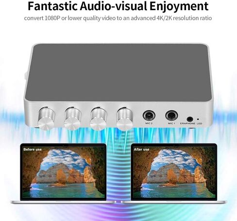 KM200 كاريوكي جهاز مزج الصوت المحمولة نظام ستيريو رقمي ديو 4K/2K HDMI مضخم كاريوكي مع ميكروفون مزدوج الولايات المتحدة التوصيل in Kuwait