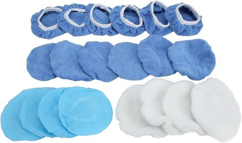 6in Car Polisher Pads 20 Pieces Microfiber Buffing Bonnet Set - Soft Durable Polishing Pads for Cars, Motorcycles, Ships, Effective Waxing and Paint Care in Kuwait