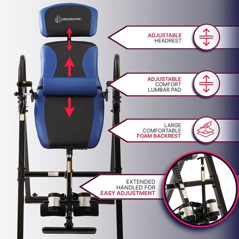 Advanced Inversion Table with Adjustable & Removable Lumbar Pad, Comfortable Ankle Security Cups, Multiple Inversion Angles, Heavy-Duty Frame, 300 lb Capacity, Blue in Kuwait