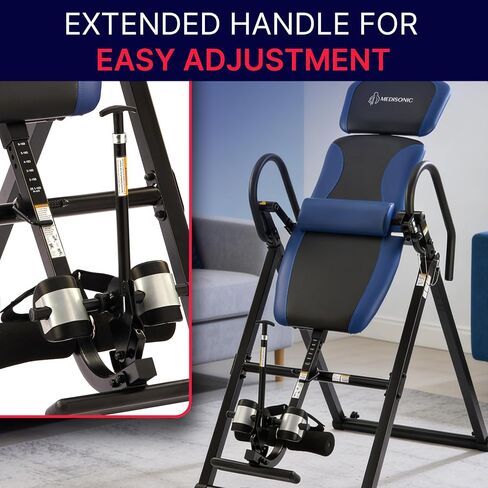 Advanced Inversion Table with Adjustable & Removable Lumbar Pad, Comfortable Ankle Security Cups, Multiple Inversion Angles, Heavy-Duty Frame, 300 lb Capacity, Blue in Kuwait