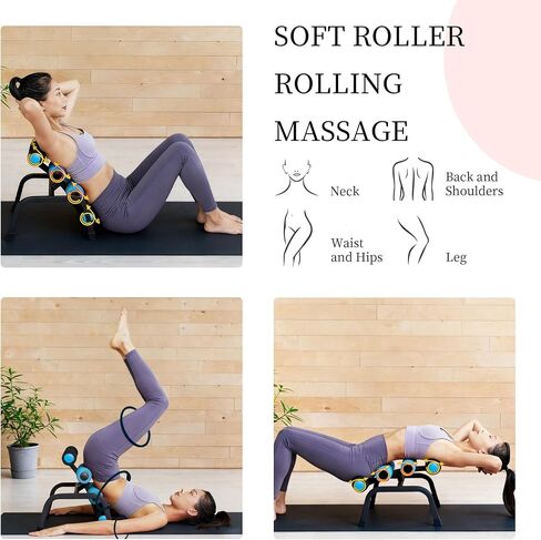 Mini Inversion Table for Back Pain Relief, Foldable Back Stretcher with Massage Roller, 400LB Capacity Ab Machine (BLUE) in Kuwait