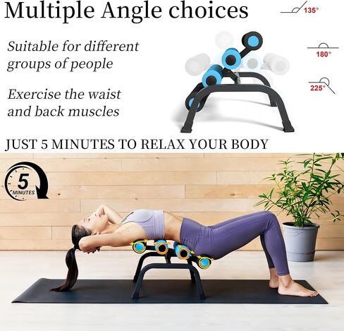 Mini Inversion Table for Back Pain Relief, Foldable Back Stretcher with Massage Roller, 400LB Capacity Ab Machine (BLUE) in Kuwait