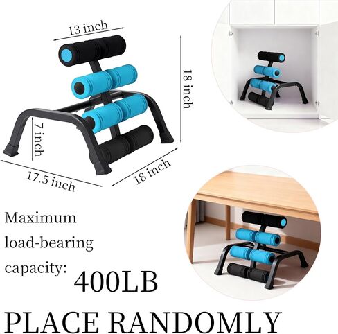 Mini Inversion Table for Back Pain Relief, Foldable Back Stretcher with Massage Roller, 400LB Capacity Ab Machine (BLUE) in Kuwait