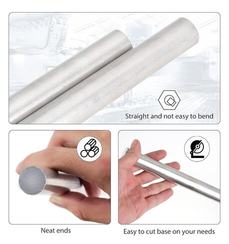 6061 Aluminum Round Rod - 0.75in Diameter x 12in L, 2 PCS Aluminum Rods, Aluminum Round Stock in Kuwait