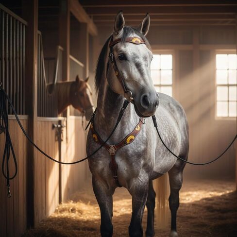 Premium Horse Headstall & Breastplate Set Full Size – Handcrafted Leather Bridle with Sunflower Tooling, Adjustable Horse Tack, Durable Western Equestrian Headstall Breast Collar Set in Kuwait