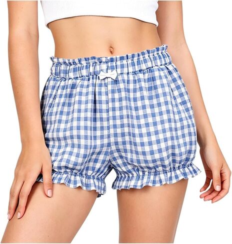 Girls Bloomers Gingham Toddler 𝑷𝒂𝒋𝒂𝒎𝒂s Shorts Cute Loose Plaid Pumpkin Shorts 𝑷𝒋 Boxer Short with Pockets in Kuwait