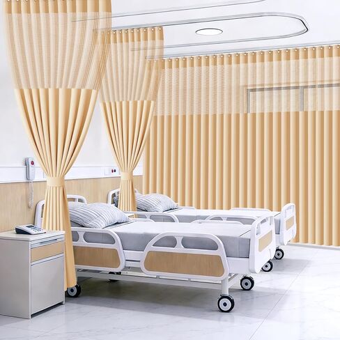 Inherent Grommet Flame Retardant Cubicle Hospital Privacy Curtain with Flat Hooks Room Divider Medica Clinic SPA Lab Cubicle Curtain Divider Privacy Screen(1Panel,69X96,Beige) in Kuwait
