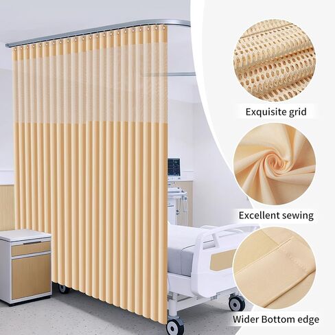 Inherent Grommet Flame Retardant Cubicle Hospital Privacy Curtain with Flat Hooks Room Divider Medica Clinic SPA Lab Cubicle Curtain Divider Privacy Screen(1Panel,69X96,Beige) in Kuwait