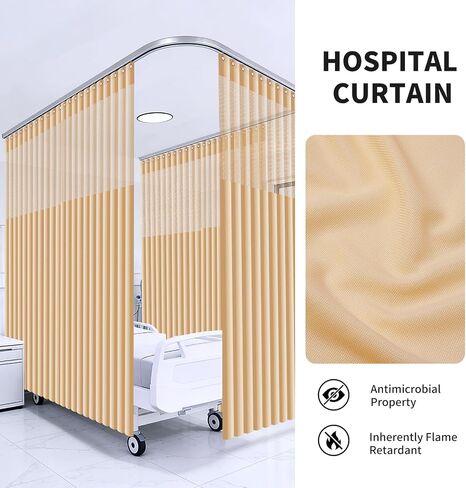 Inherent Grommet Flame Retardant Cubicle Hospital Privacy Curtain with Flat Hooks Room Divider Medica Clinic SPA Lab Cubicle Curtain Divider Privacy Screen(1Panel,69X96,Beige) in Kuwait
