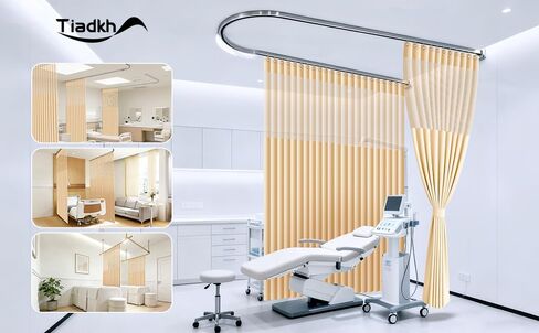 Inherent Grommet Flame Retardant Cubicle Hospital Privacy Curtain with Flat Hooks Room Divider Medica Clinic SPA Lab Cubicle Curtain Divider Privacy Screen(1Panel,69X96,Beige) in Kuwait