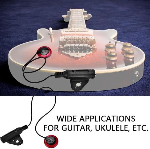 Piezo Pickup, ABS Piezo Microphone, Versatile Acoustic Guitar Pickup with 6.35mm Female Jack, Sound Pick Up with 11.6in Cable for Violin, Ukulele Musical Instrument, Red in Kuwait