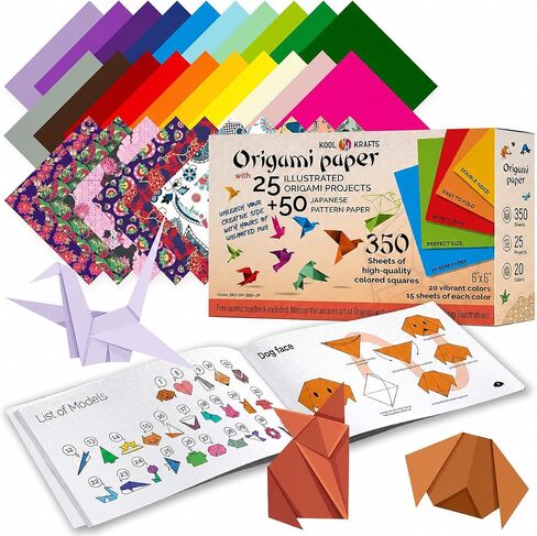 Origami Paper - 100 Origami Paper Kit - Set Includes, 100 Sheets 20 Colors 6x6, Origami Book 25 Easy Colored Projects, Kids Crafts, Christmas Gifts for boys 8-12 in Kuwait