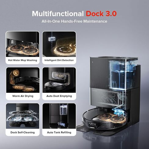 roborock Qrevo Slim Robot Vacuum and Mop Combo, 8.2cm Ultra-Slim, 3D Sensing Tech, Advanced Obstacle Recognition, 11,000Pa Suction, FlexiArm Side Brush & Mop, Self-Emptying (Renewed) in Kuwait