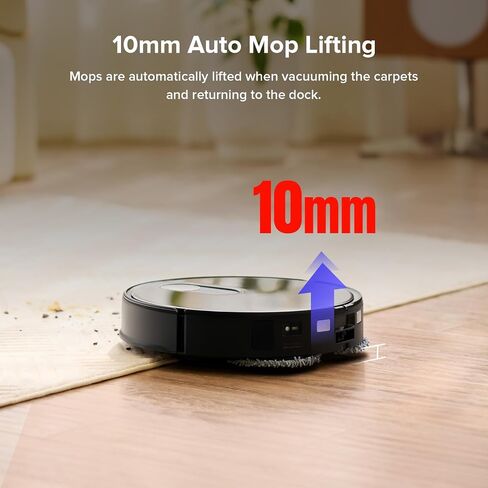 roborock Qrevo Slim Robot Vacuum and Mop Combo, 8.2cm Ultra-Slim, 3D Sensing Tech, Advanced Obstacle Recognition, 11,000Pa Suction, FlexiArm Side Brush & Mop, Self-Emptying (Renewed) in Kuwait