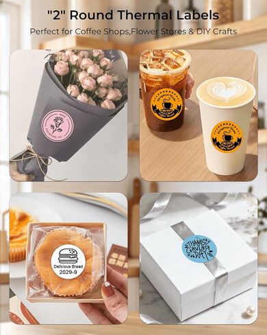 ملصقات حرارية دائرية مقاس 2 بوصة من QUASON، 7 ملصقات حرارية مباشرة دائرية بيضاء ذاتية اللصق للأعمال، متوافقة مع الحمار الوحشي ورولو ومونبين، خالية من مادة BPA (840 ملصقًا/7 لفات) in Kuwait
