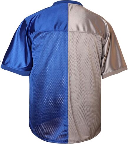 Split Blue Silver Mesh Football Jersey,Blank Breathable Short Sleeve V-Neck Athletic Shirt for Hip Hop Streetwear in Kuwait