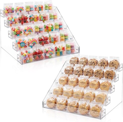 Novabright 6 Tier Cookie Display Stand for Packaged Cookies, Clear Acrylic Tiered Dessert Organizer, Multi-layer Bakery Display Shelving for Bakers, Vendors, Parties, Craft Shows, Market Booth in Kuwait
