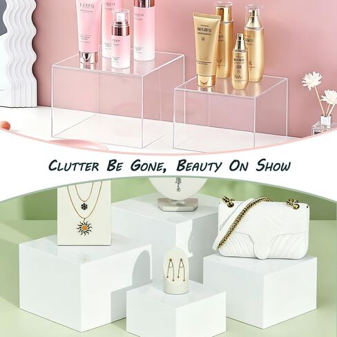 7pcs Acrylic Buffet Risers Set Nestable Cube Display Stands Large Food Display Shelves for Dessert Table Catering Parties Wedding Jewelry Collectibles Figures(Size 10" 9" 8" 7" 6" 5" 5",White) in Kuwait