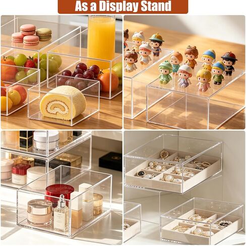 6Pcs Clear Acrylic Risers Display Stands (6"-11") | Acrylic Display Box, For Catering Supplies Buffet, Dessert, Cosmetics, Jewelry Showcase, Collectibles and Party in Kuwait