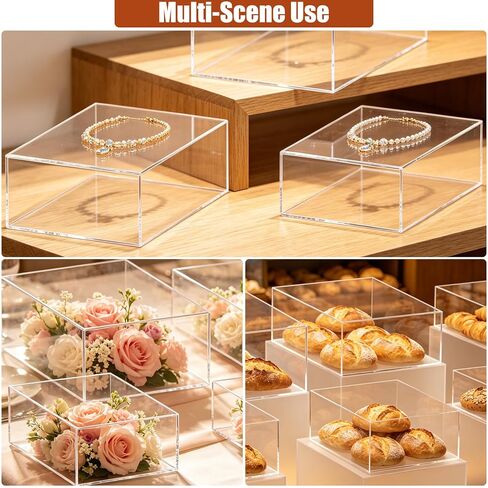 6Pcs Clear Acrylic Risers Display Stands (6"-11") | Acrylic Display Box, For Catering Supplies Buffet, Dessert, Cosmetics, Jewelry Showcase, Collectibles and Party in Kuwait