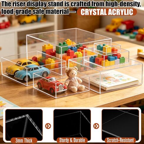 6Pcs Clear Acrylic Risers Display Stands (6"-11") | Acrylic Display Box, For Catering Supplies Buffet, Dessert, Cosmetics, Jewelry Showcase, Collectibles and Party in Kuwait