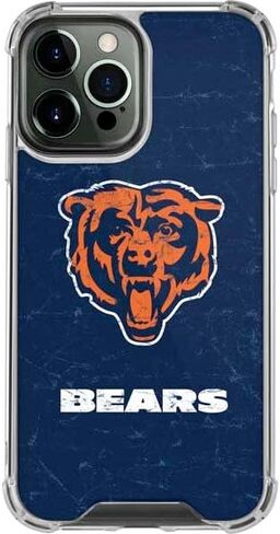 Skinit Clear Phone Case Compatible with iPhone 13 Pro Max - Officially Licensed NFL Chicago Bears - Alternate Distressed Design in Kuwait