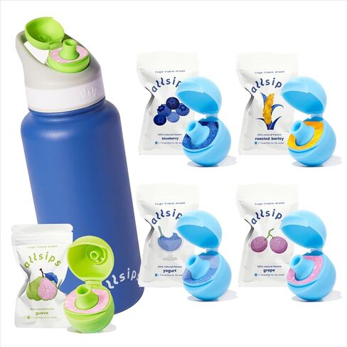 32oz Coastal Odyssey Stainless Steel Air Water Bottle with 5 ScentSip Flavor Pods, Yogurt, Guava, Blueberry, Roasted Barley, Grape Flavor Pods in Kuwait