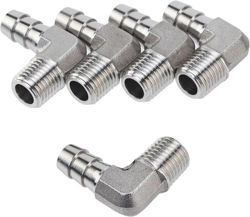 LTWFITTING 90 Degree Elbow Stainless Steel 316 Barb Fitting 3/8" ID Hose x 1/4" Male NPT Air Gas (Pack of 10) in Kuwait