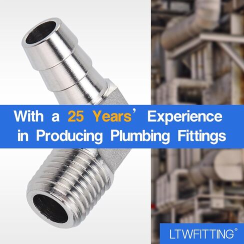 LTWFITTING 90 Degree Elbow Stainless Steel 316 Barb Fitting 3/8" ID Hose x 1/4" Male NPT Air Gas (Pack of 10) in Kuwait