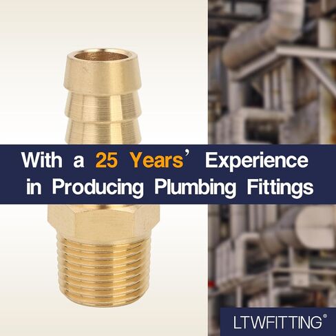 LTWFITTING Brass Fitting Connector 1/2-Inch Hose Barb x 3/8-Inch NPT Male Vehicle Fuel System Heater System (Pack of 10) in Kuwait