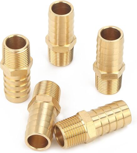 LTWFITTING Brass Barb Fitting Coupler 5/8-Inch Hose ID x 3/8-Inch Male NPT Vehicle Fuel System Heater System (Pack of 10) in Kuwait
