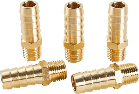 LTWFITTING Brass Fitting Connector 1/2-Inch Hose Barb x 1/4-Inch NPT Male Vehicle Fuel System Heater System (Pack of 10) in Kuwait