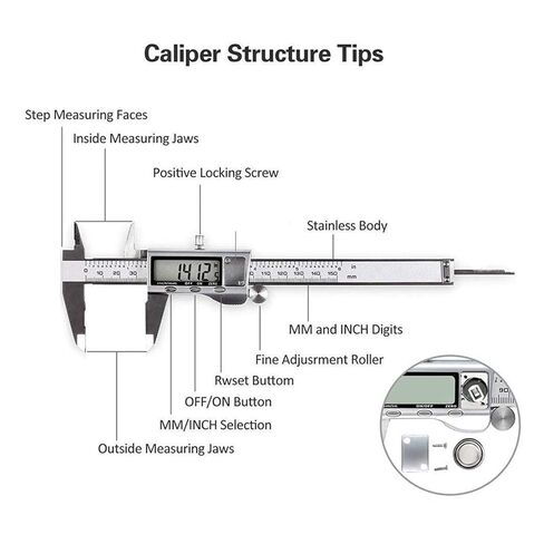 150mm/6Inch Caliper Tool Stainless Steel Depth Ruler with Large LCD Screen in Saudi Arabia