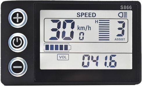 S866 Electric Bike Display, 24V-60V Universal LCD Speedometer for E-Scooter & E-Bike, Waterproof Control Panel with Backlight & Odometer, Handlebar Mount (22.2mm) in Kuwait