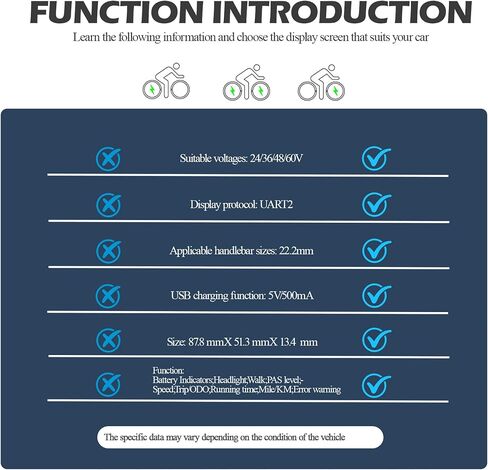 E-Bike LCD Computer, 24-60V Universal Speedometer Odometer Display for Electric Bike Scooter Handlebars in Kuwait