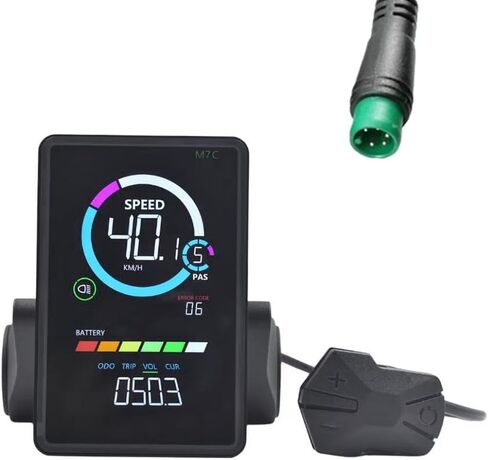 M7C-2 دراجة كهربائية شاشة LCD عداد 24 فولت 36 فولت 48 فولت 60 فولت E سكوتر لوحة LCD مع USB UART لاستبدال الدراجة الكهربائية الجبلية 5PIN، أسود in Kuwait