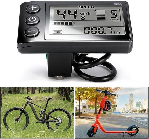شاشة LCD للدراجة الكهربائية، عداد عرض LCD للدراجة الكهربائية S866، لوحة تحكم بشاشة LCD مع عداد المسافات للدراجة لملحقات مقود الدراجات الإلكترونية 24 فولت 36 فولت 48 فولت in Kuwait