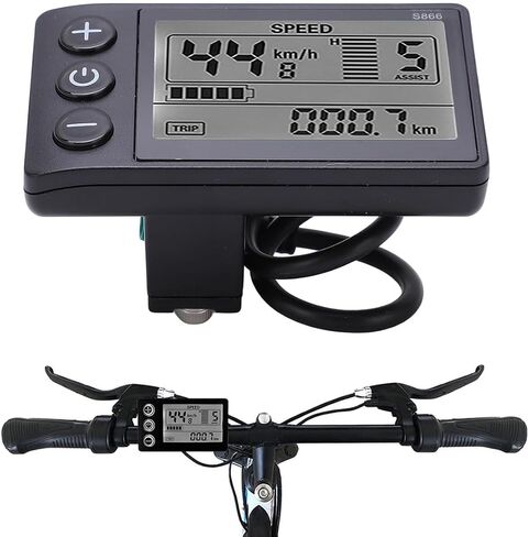 شاشة LCD للدراجة الكهربائية، عداد عرض LCD للدراجة الكهربائية S866، لوحة تحكم بشاشة LCD مع عداد المسافات للدراجة لملحقات مقود الدراجات الإلكترونية 24 فولت 36 فولت 48 فولت in Kuwait